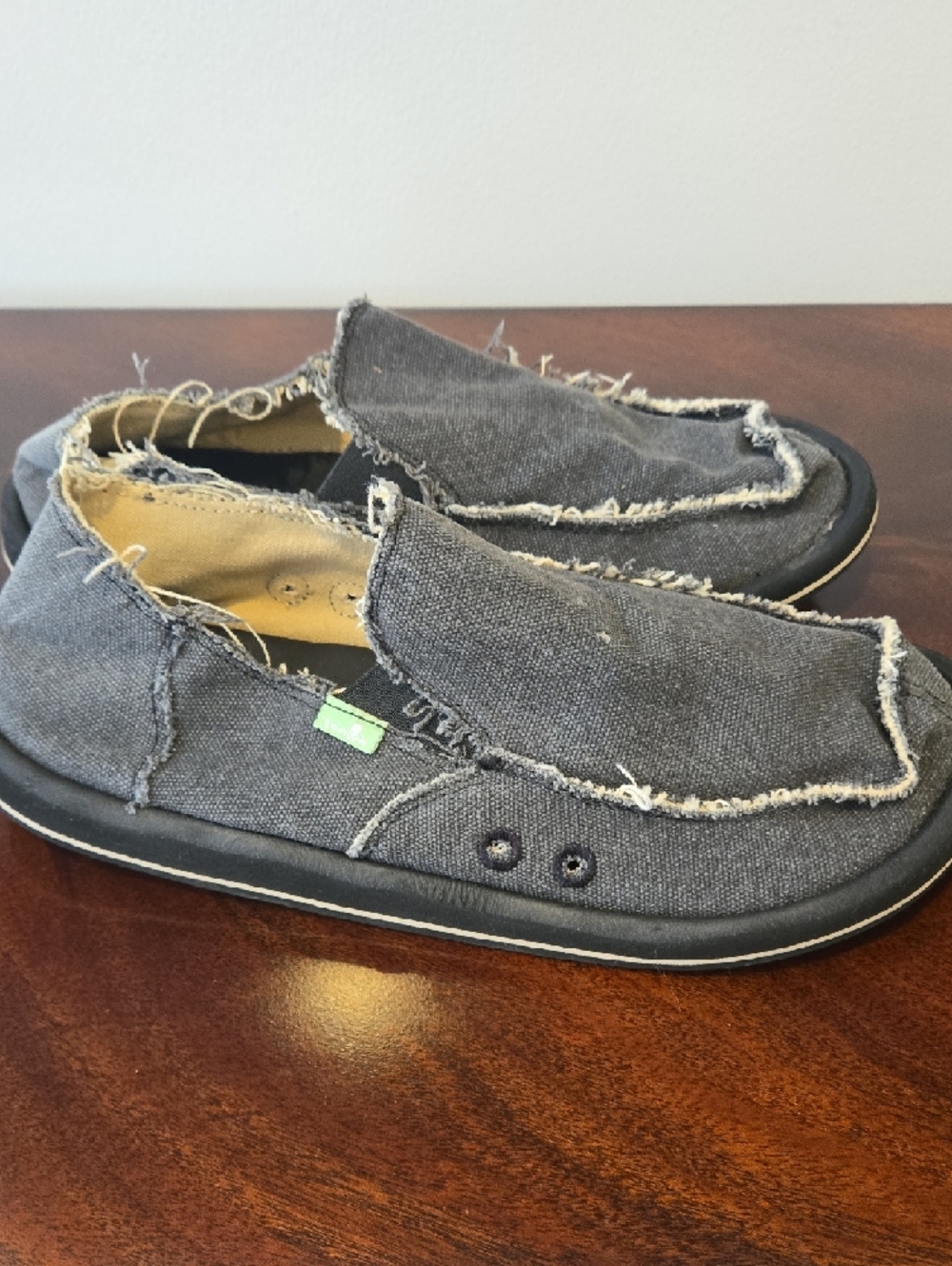 Sanuk Gray Canvas Slip-On Shoes - Picture 3 of 7